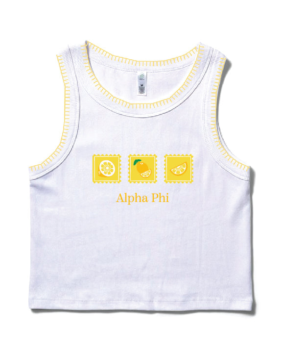 Lemon Stamp Stitched Sorority Tank