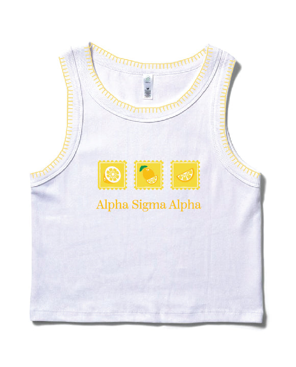 Lemon Stamp Stitched Sorority Tank
