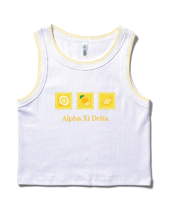 Lemon Stamp Stitched Sorority Tank