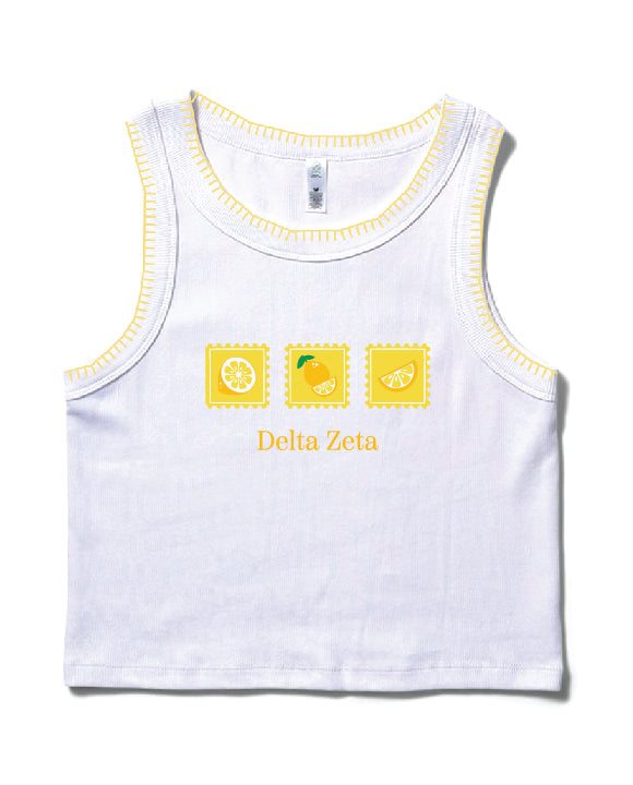 Lemon Stamp Stitched Sorority Tank