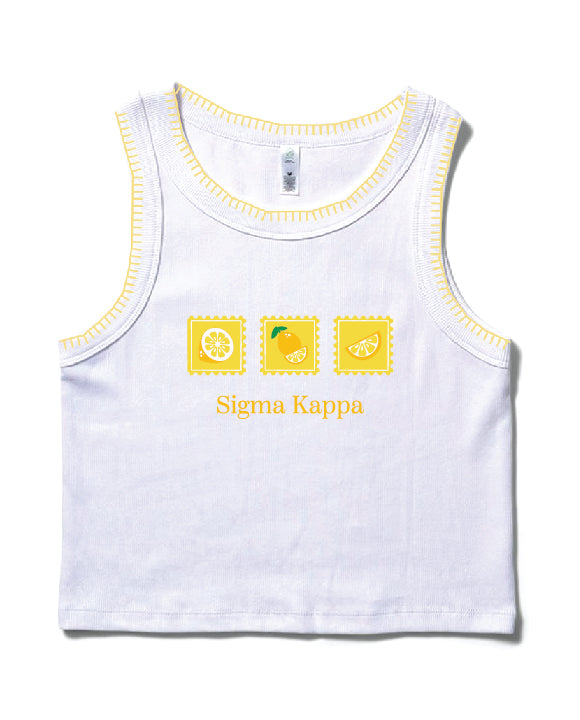Lemon Stamp Stitched Sorority Tank