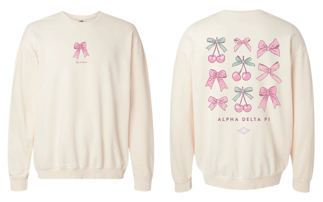 Alpha Delta Pi Life Is Good Cherries & Bows Crewneck