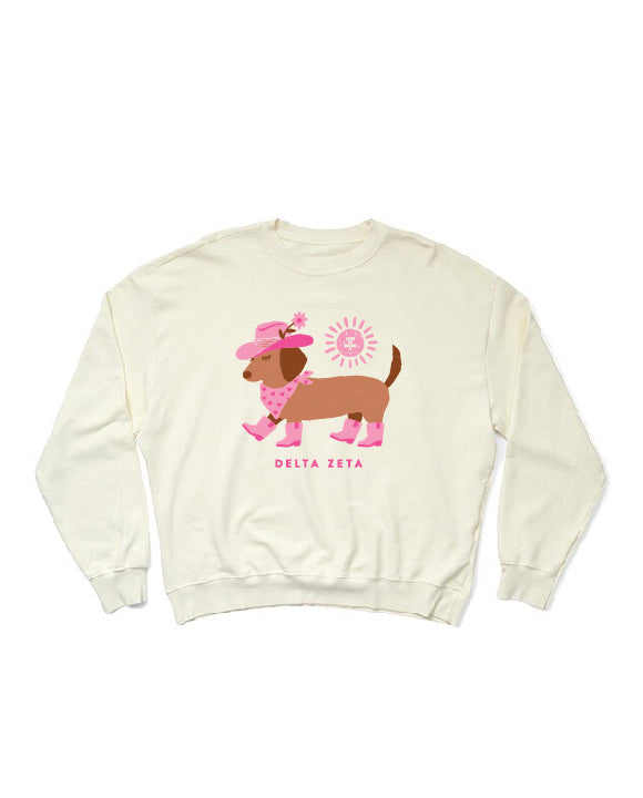 LIFE IS GOOD® Daschund Vanilla Ice Light Weight Sorority Crewneck
