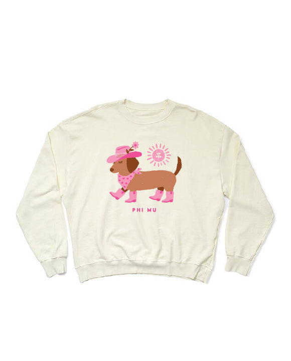LIFE IS GOOD® Daschund Vanilla Ice Light Weight Sorority Crewneck