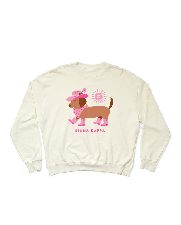 LIFE IS GOOD® Daschund Vanilla Ice Light Weight Sorority Crewneck