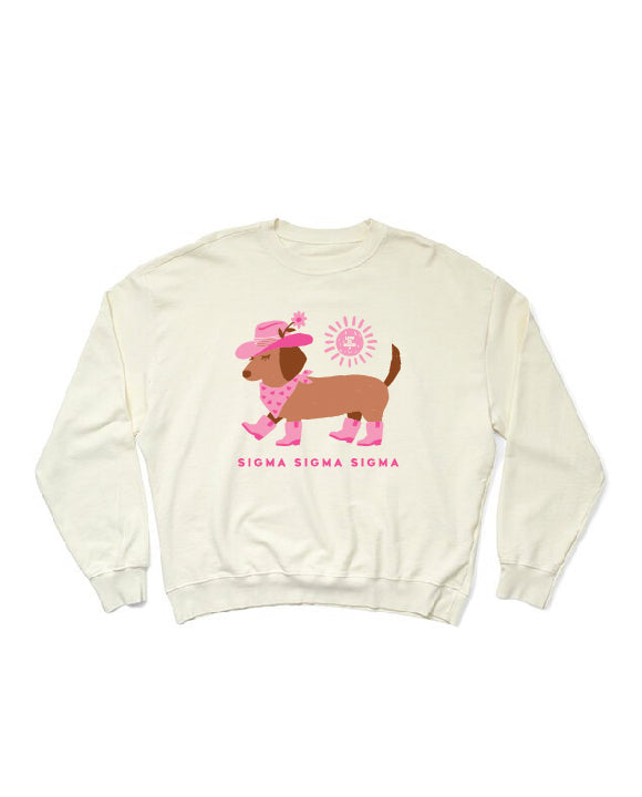 LIFE IS GOOD® Daschund Vanilla Ice Light Weight Sorority Crewneck