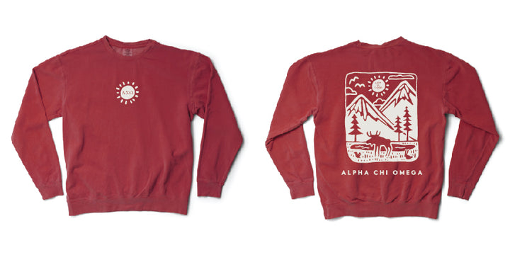 LIFE IS GOOD® Mountain Sorority Crimson Crewneck