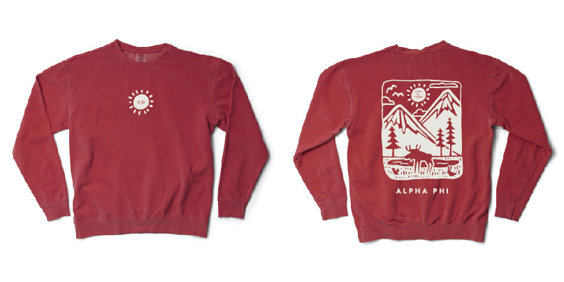 LIFE IS GOOD® Mountain Sorority Crimson Crewneck