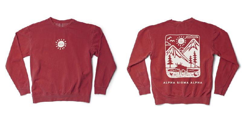 LIFE IS GOOD® Mountain Sorority Crimson Crewneck