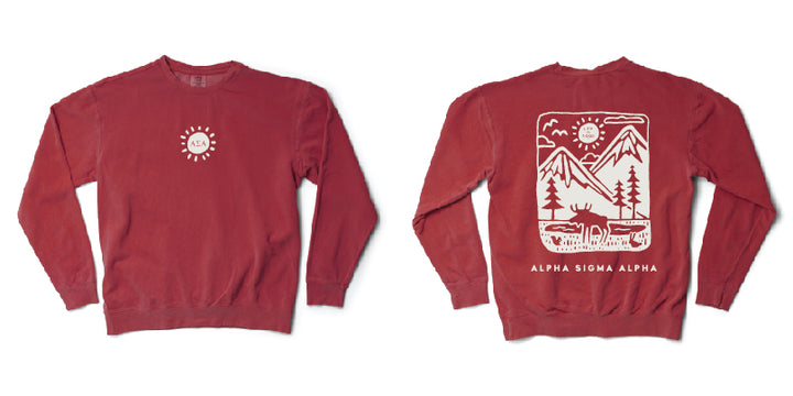 LIFE IS GOOD® Mountain Sorority Crimson Crewneck