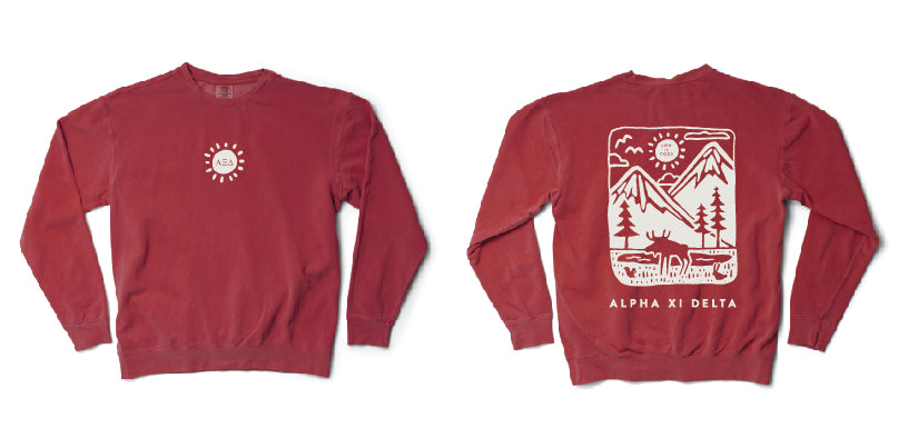 LIFE IS GOOD® Mountain Sorority Crimson Crewneck