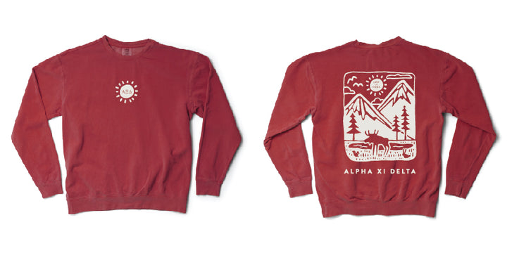 LIFE IS GOOD® Mountain Sorority Crimson Crewneck