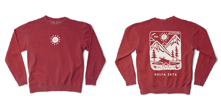 LIFE IS GOOD® Mountain Sorority Crimson Crewneck