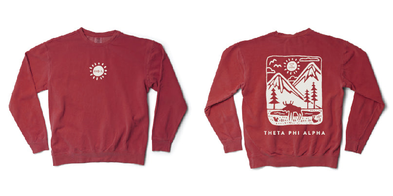 LIFE IS GOOD® Mountain Sorority Crimson Crewneck