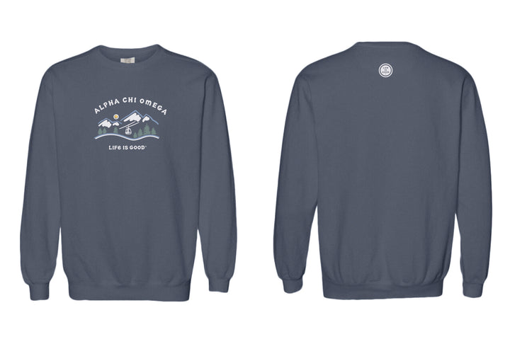 Life is Good Ski Lift Sorority Crewneck - 2XL - 3XL