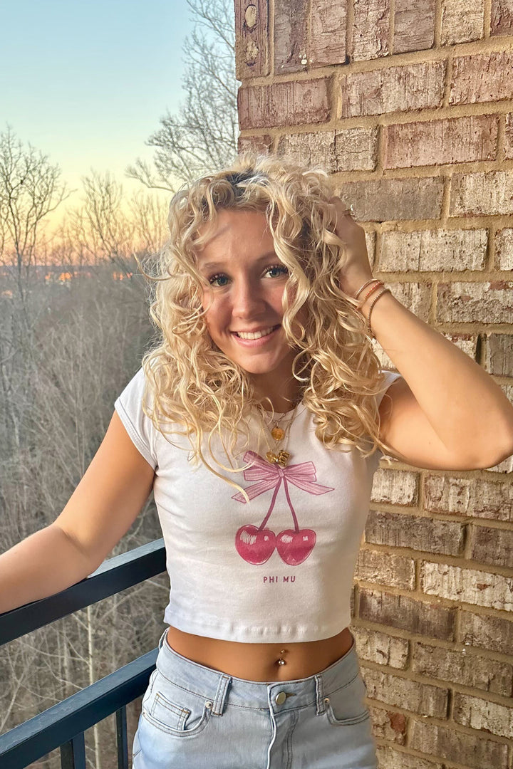 Life Is Good Cherry Bow Sorority Baby Tee
