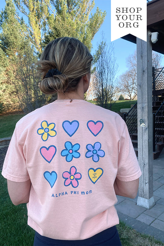 LIFE IS GOOD® Daisies and Hearts Sorority Mom Tee