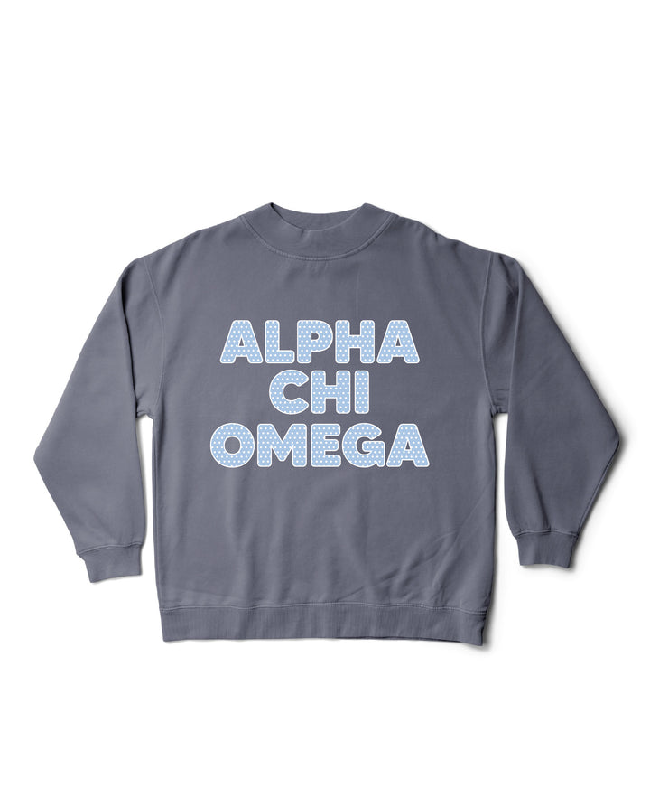 Light Blue Polka Dot Mock Neck Sorority Crewneck