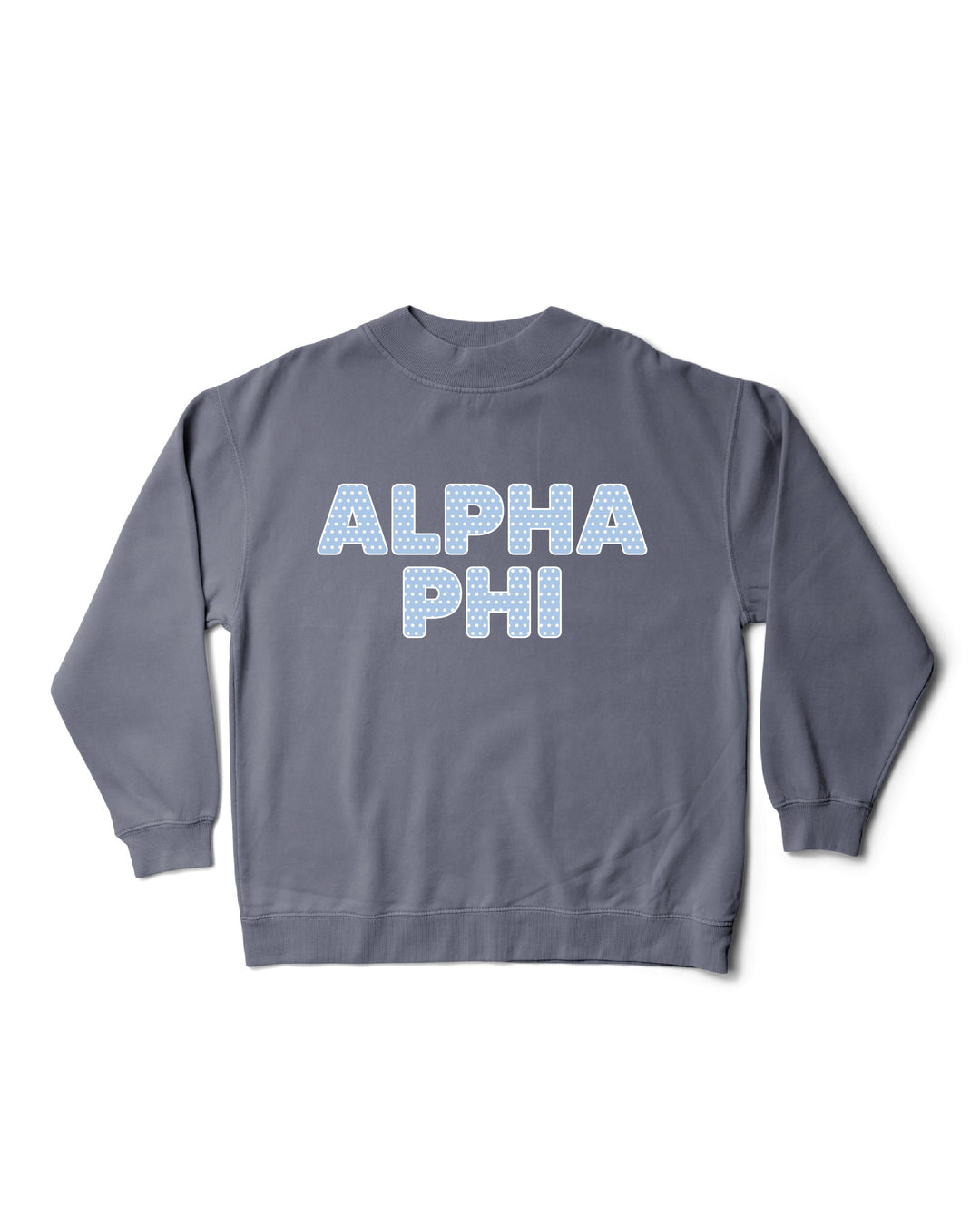 Light Blue Polka Dot Mock Neck Sorority Crewneck