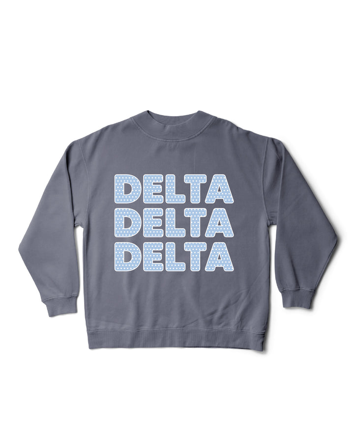 Light Blue Polka Dot Mock Neck Sorority Crewneck