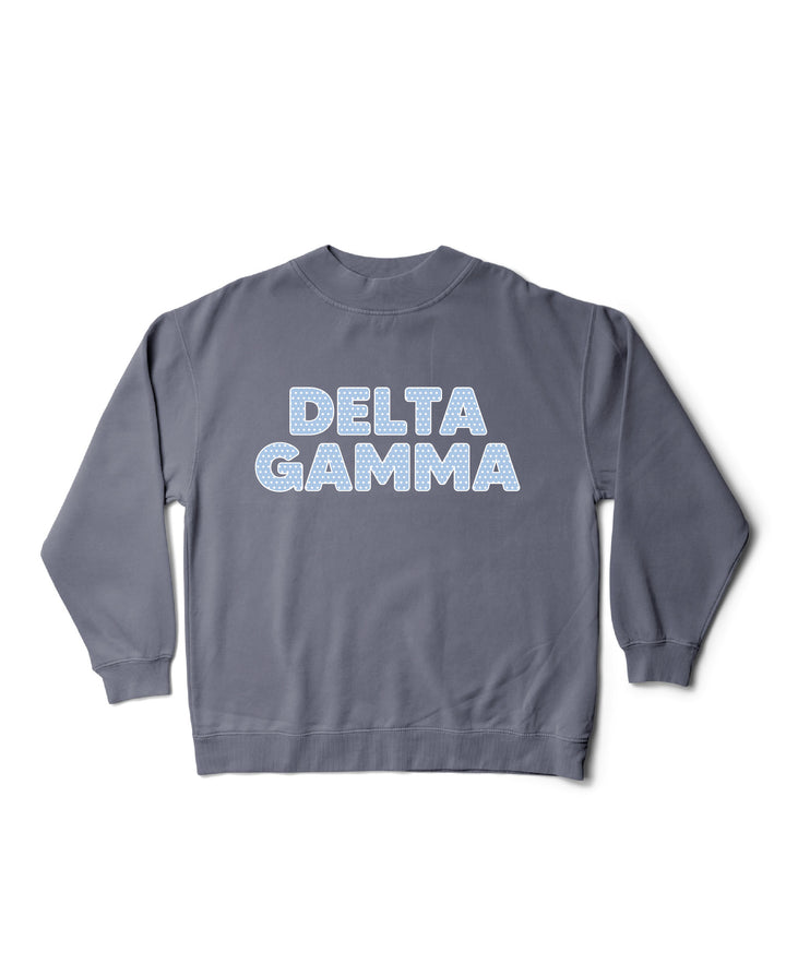 Light Blue Polka Dot Mock Neck Sorority Crewneck