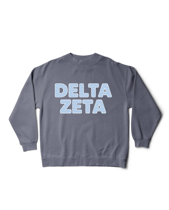 Light Blue Polka Dot Mock Neck Sorority Crewneck