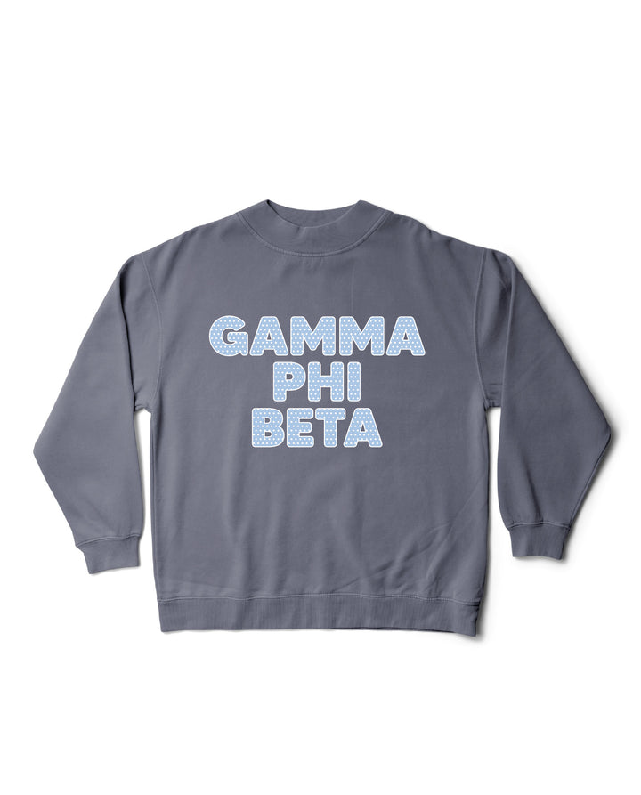 Light Blue Polka Dot Mock Neck Sorority Crewneck
