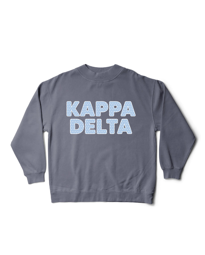 Light Blue Polka Dot Mock Neck Sorority Crewneck