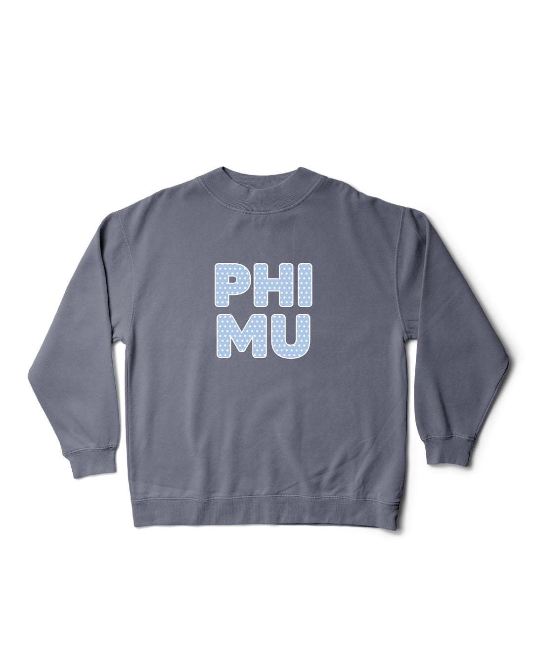 Light Blue Polka Dot Mock Neck Sorority Crewneck