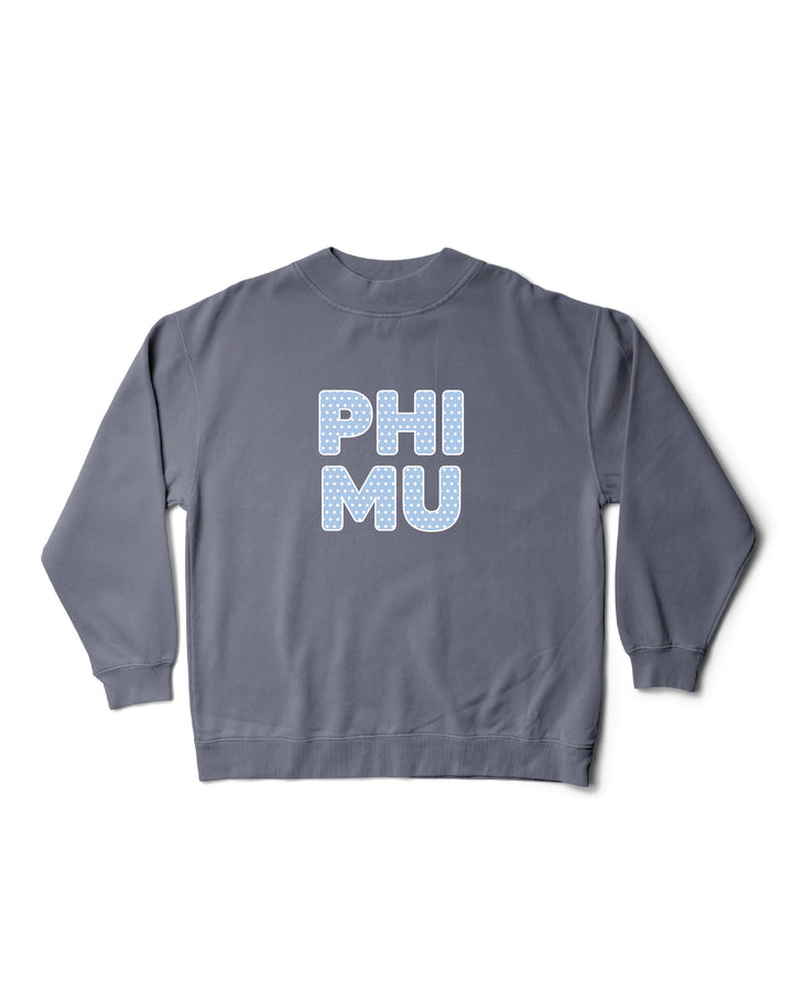 Light Blue Polka Dot Mock Neck Sorority Crewneck