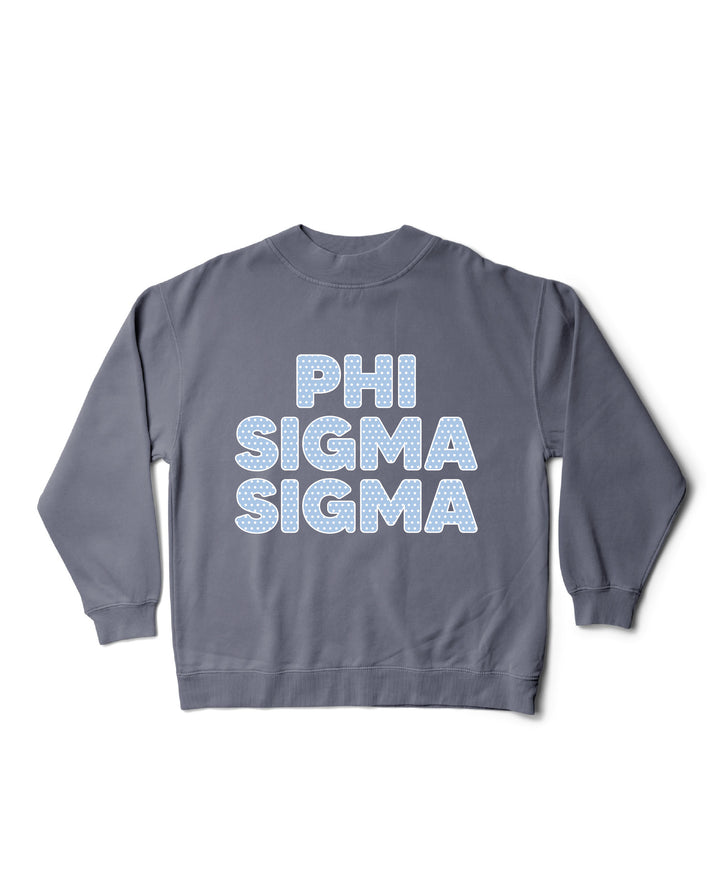 Light Blue Polka Dot Mock Neck Sorority Crewneck