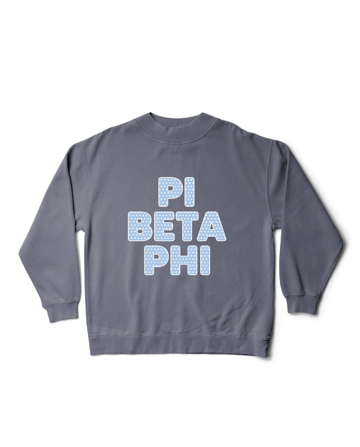 Light Blue Polka Dot Mock Neck Sorority Crewneck