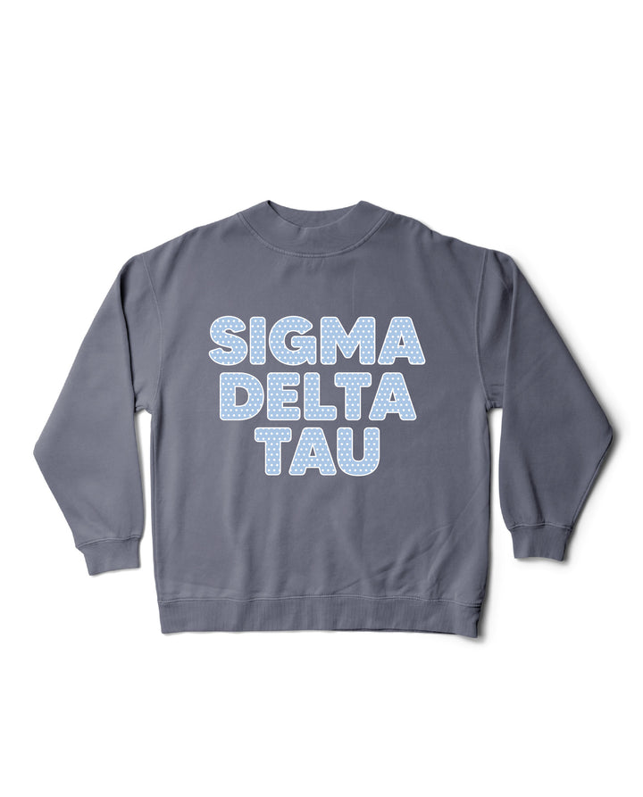 Light Blue Polka Dot Mock Neck Sorority Crewneck