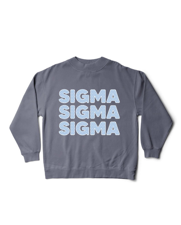 Light Blue Polka Dot Mock Neck Sorority Crewneck