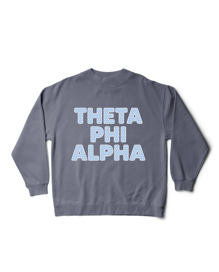 Light Blue Polka Dot Mock Neck Sorority Crewneck
