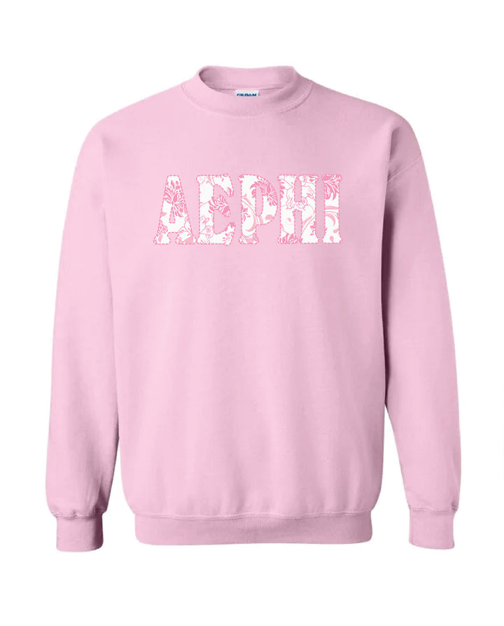 Floral Light Pink Sorority Crewneck