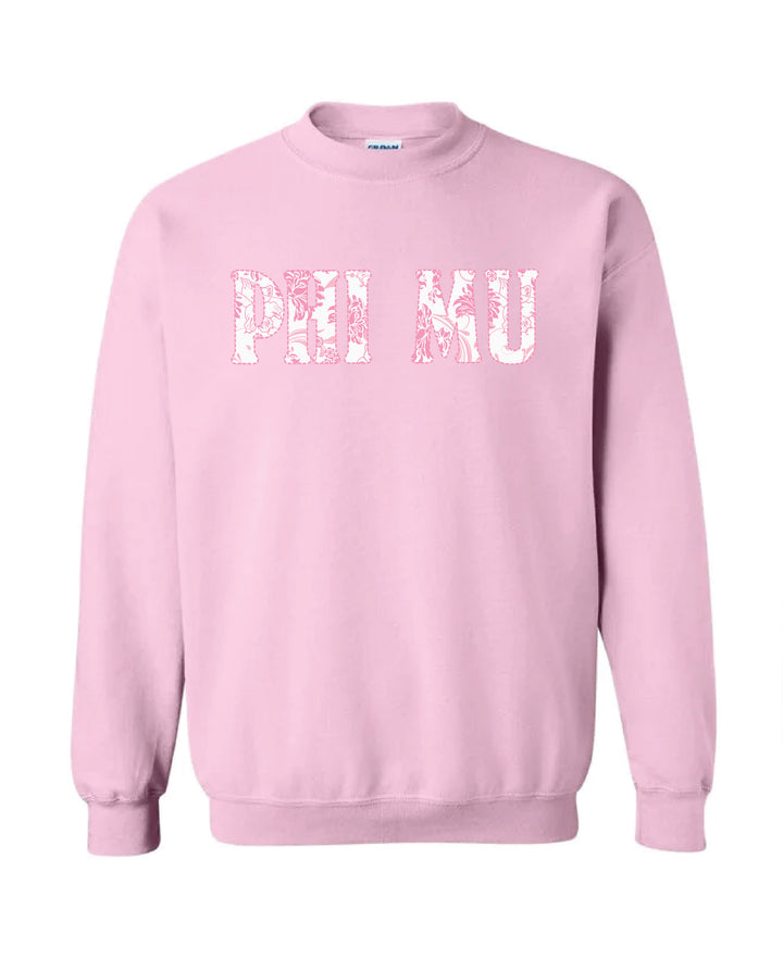 Floral Light Pink Sorority Crewneck