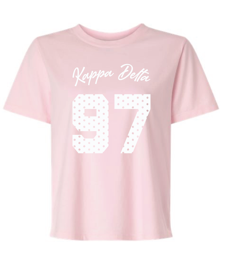 Light Pink Polka Dot Est Year Sorority Tee
