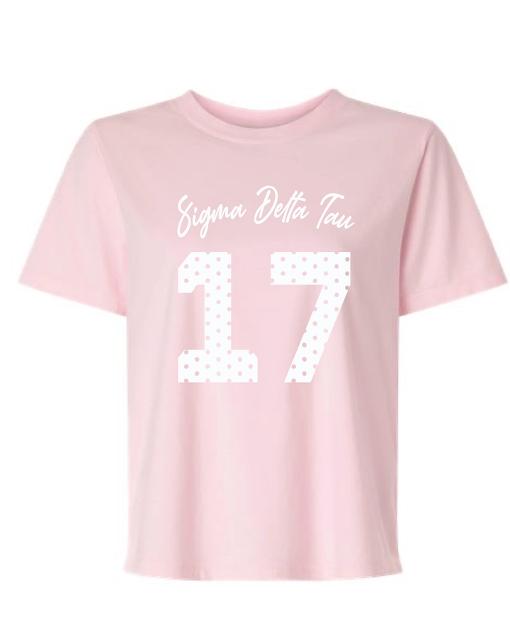 Light Pink Polka Dot Est Year Sorority Tee