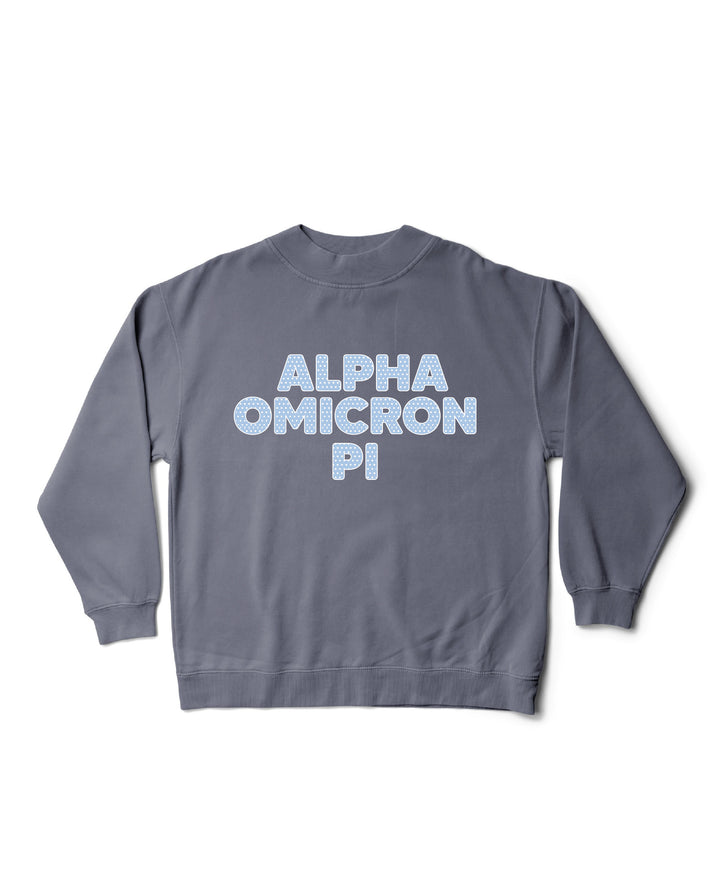 Light Blue Polka Dot Mock Neck Sorority Crewneck
