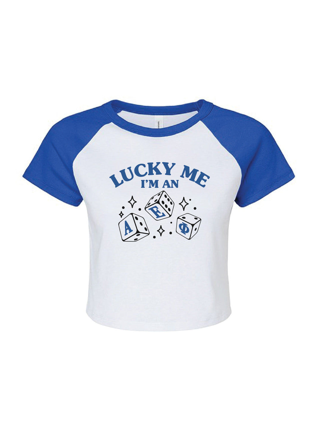 Royal Blue Lucky Me Sorority Matching Set Raglan Baby Tee - 2XL