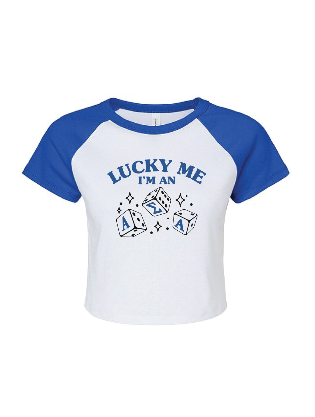 Royal Blue Lucky Me Sorority Matching Set Raglan Baby Tee