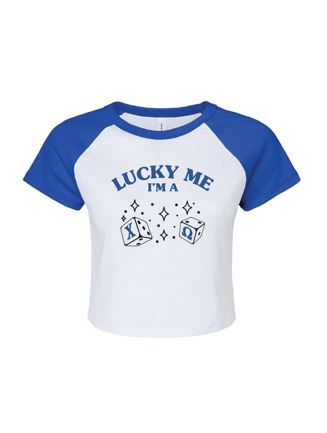 Royal Blue Lucky Me Sorority Matching Set Raglan Baby Tee - 2XL