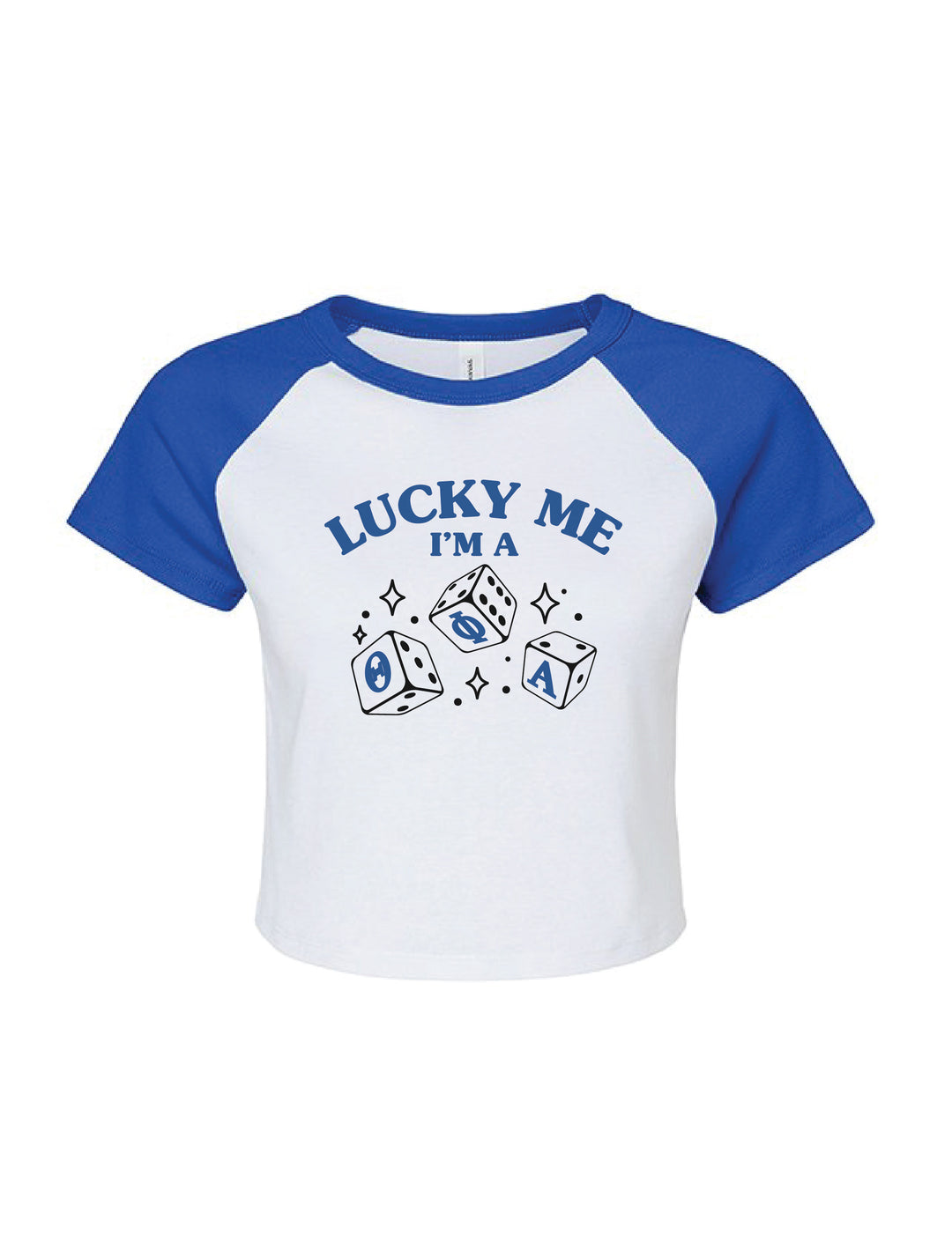 Royal Blue Lucky Me Sorority Matching Set Raglan Baby Tee