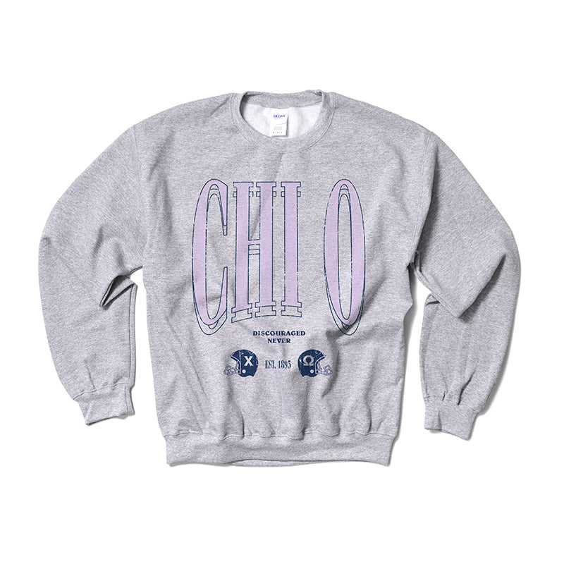 Chi Omega Lilac Football Crewneck