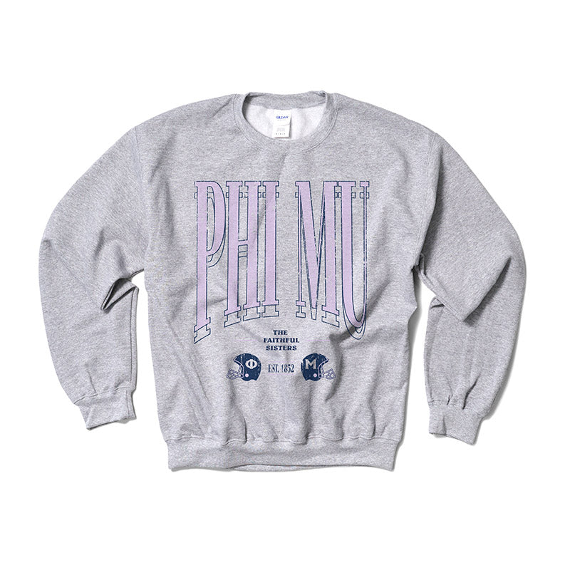 Phi Mu Lilac Football Crewneck