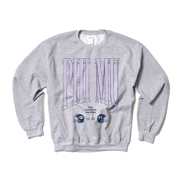 Phi Mu Lilac Football Crewneck