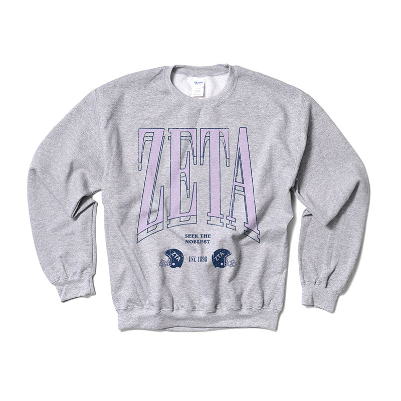 Zeta Tau Alpha Lilac Football Crewneck
