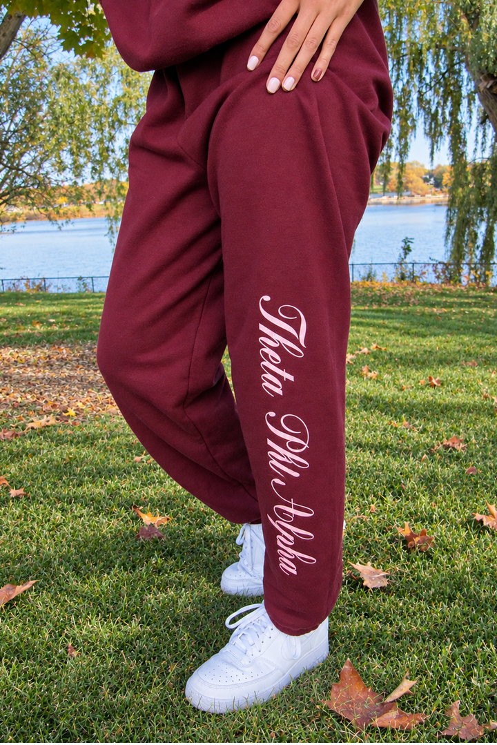 Cursive Maroon Sorority Joggers
