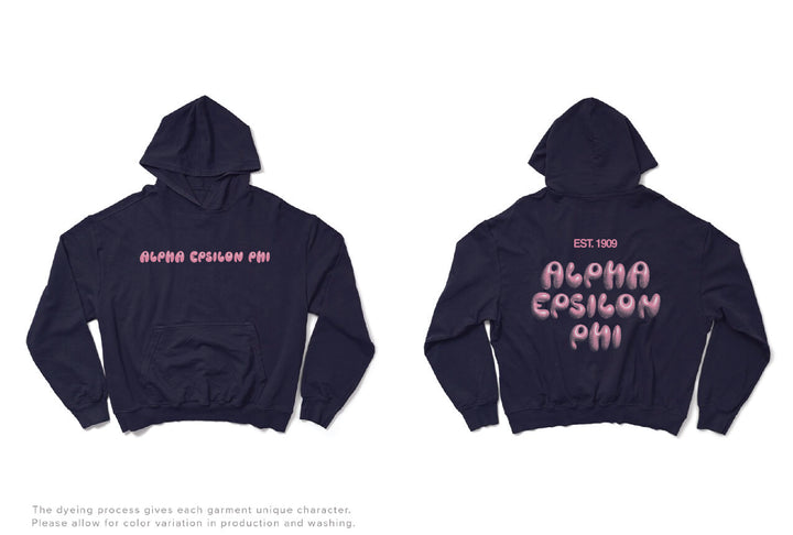 Midnight Sky Bubble Letter Matching Set Sorority Light Weight Hoodie